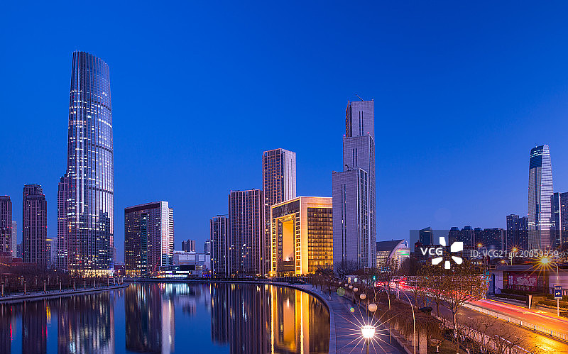 天津城市建筑夜景图片素材