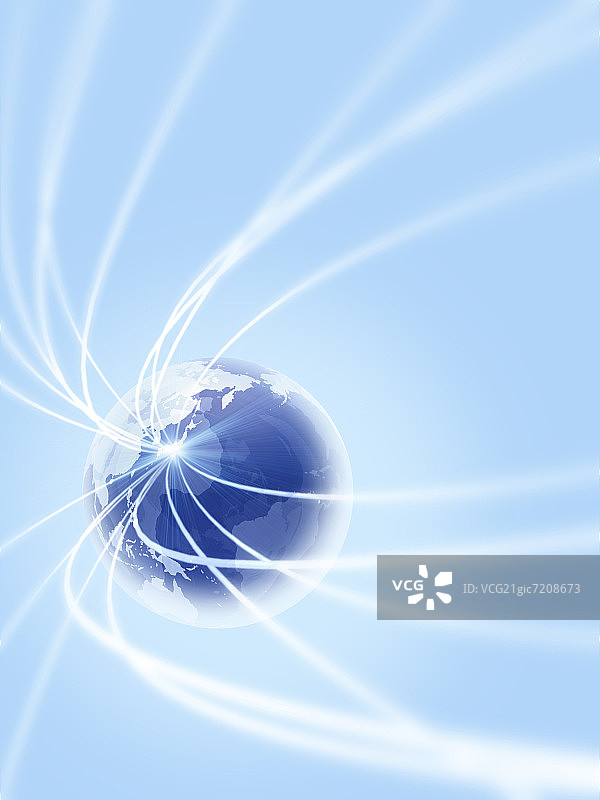 网络光源来自地球，计算机图形，蓝色背景图片素材