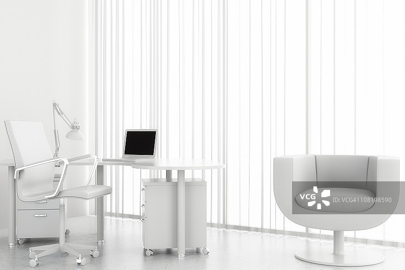 全白色现代办公室室内渲染(CGI)图片素材