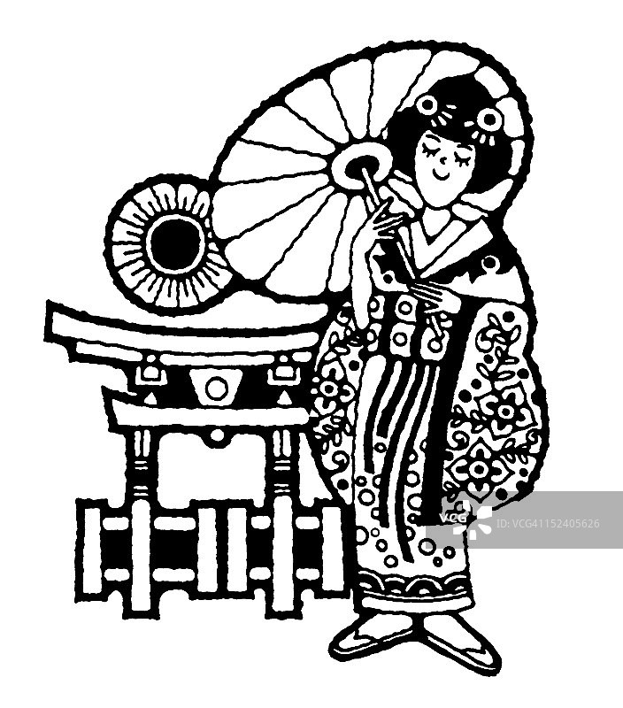 穿着传统服装的亚洲妇女图片素材
