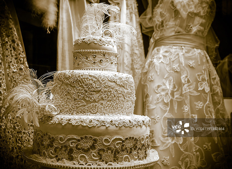 复古婚礼蛋糕展示图片素材