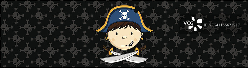可爱的海盗船长旗帜图片素材