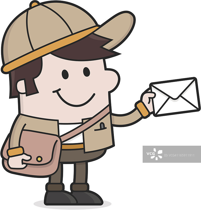 画一个邮递员孤立地送信图片素材
