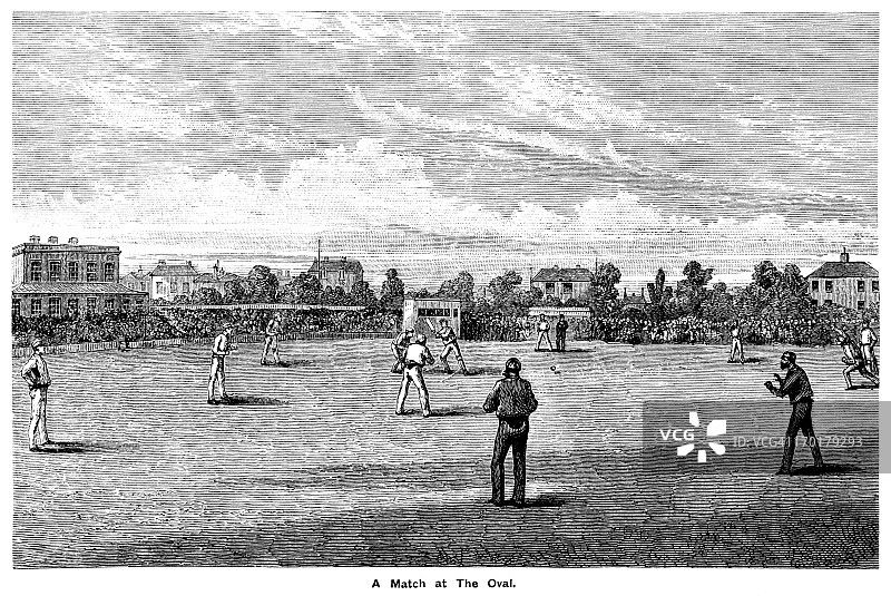 椭圆形体育场的板球赛(1855年图片素材
