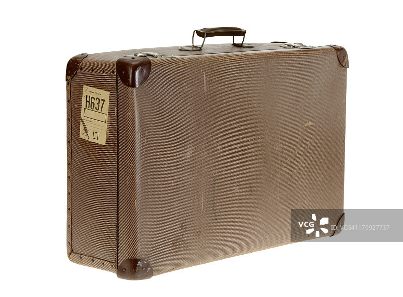白色背景的棕色古董手提箱图片素材