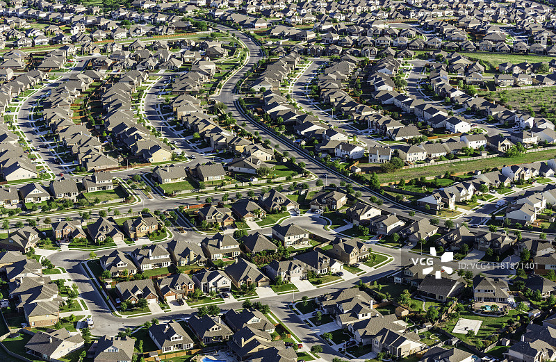 圣安东尼奥德克萨斯州郊区住宅开发社区-鸟瞰图图片素材