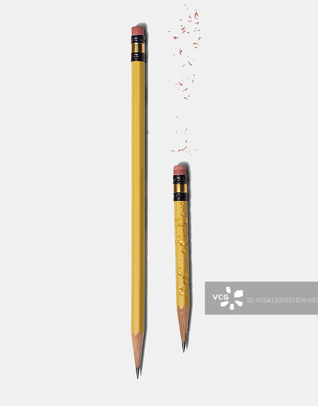 长尖铅笔和短咬铅笔图片素材
