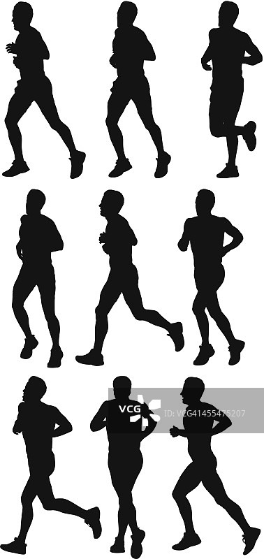 一个男运动员跑步的剪影图片素材
