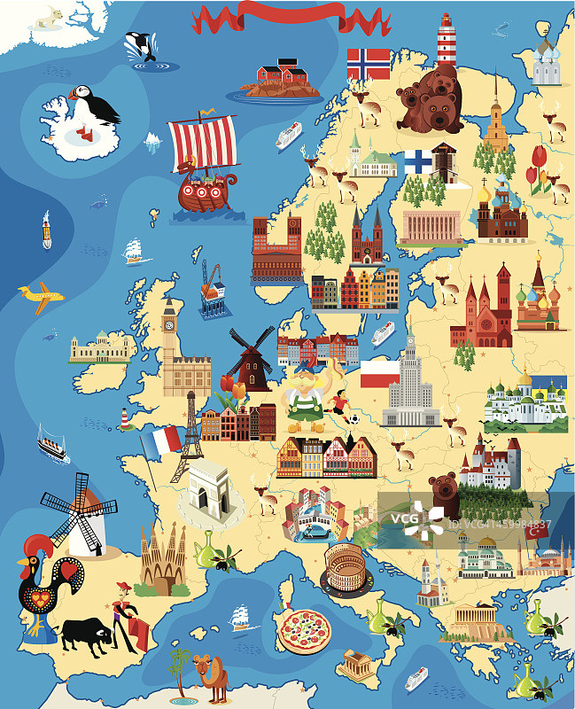 欧洲的卡通图图片素材