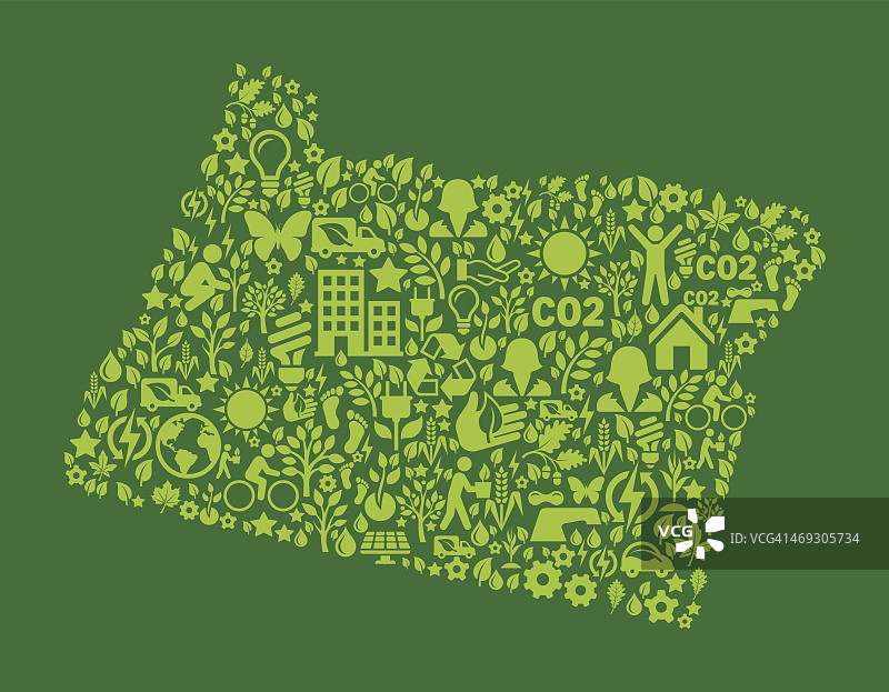 俄勒冈州绿色环境保护和自然图标模式图片素材