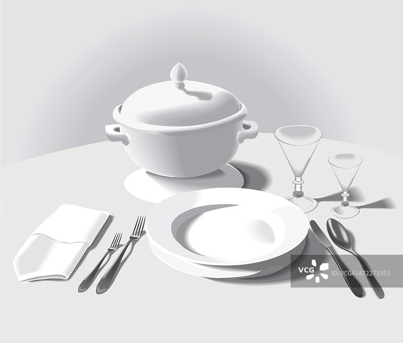 正式的餐具-汤碗图片素材