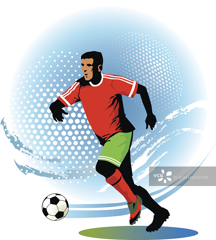 足球运动员跑步与球-足球比赛图片素材