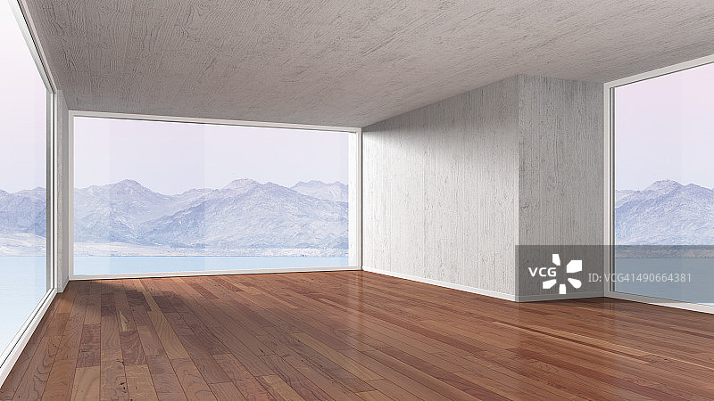 空房间，镶木地板，3D渲染图片素材