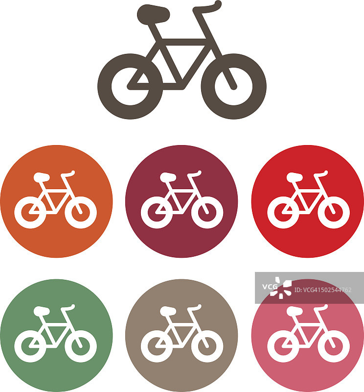 自行车或自行车圆形图标设置图片素材
