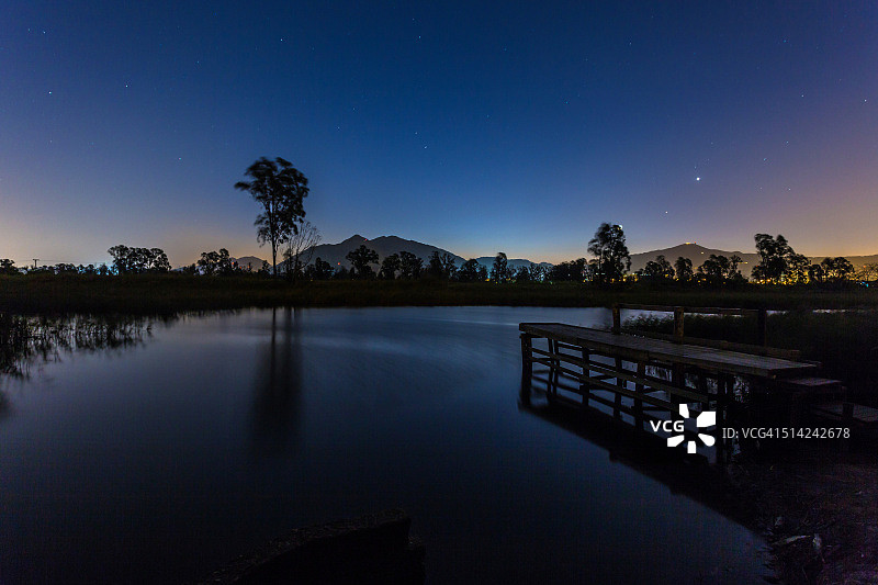 池塘里的星夜图片素材