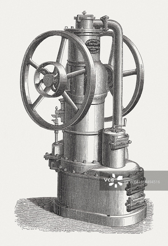朱利叶斯霍克的热空气发动机，维也纳，约1875年图片素材