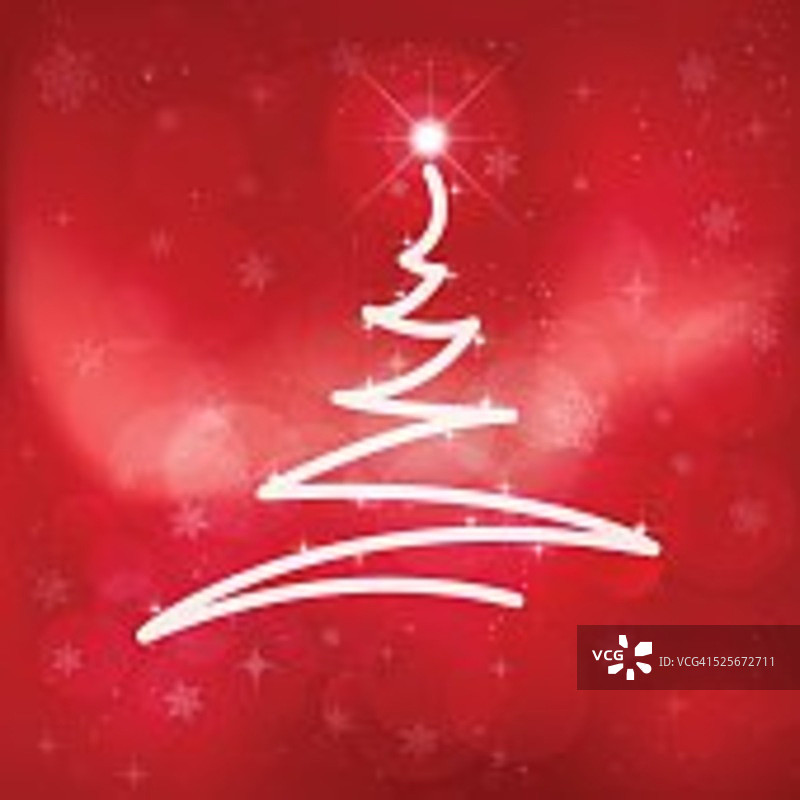 冬天和圣诞树的红色背景与星星图片素材