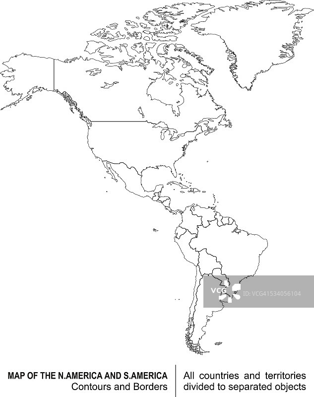 北美和南美等高线地图图片素材