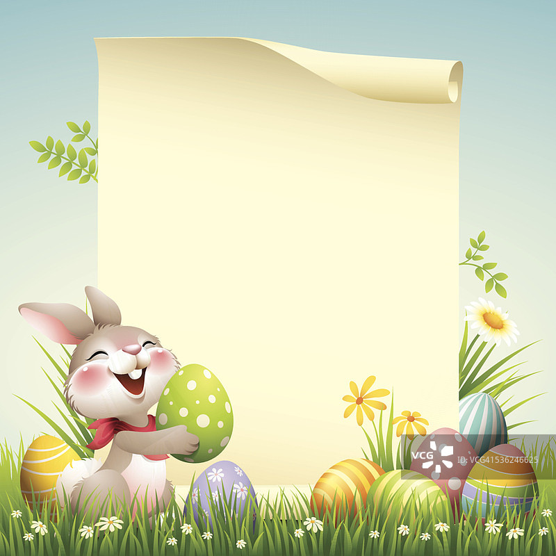 笑脸兔-复活节卷轴图片素材