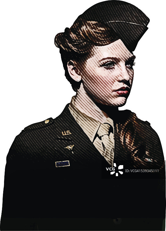 女士兵护士的复古肖像图片素材