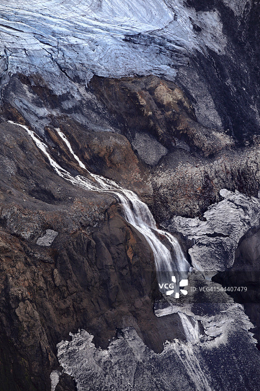 Vatnajkull冰川和冰冻的瀑布，Landmannalaugar，冰岛图片素材