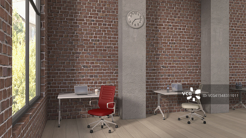 带工作区的Loft, 3D渲染图片素材