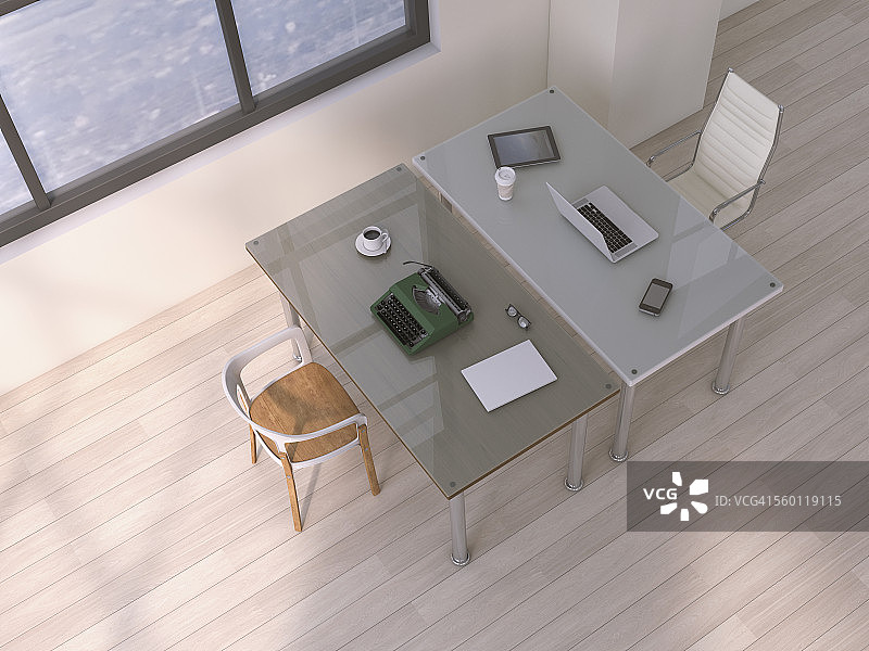两张不同设备的桌子，3D渲染图片素材