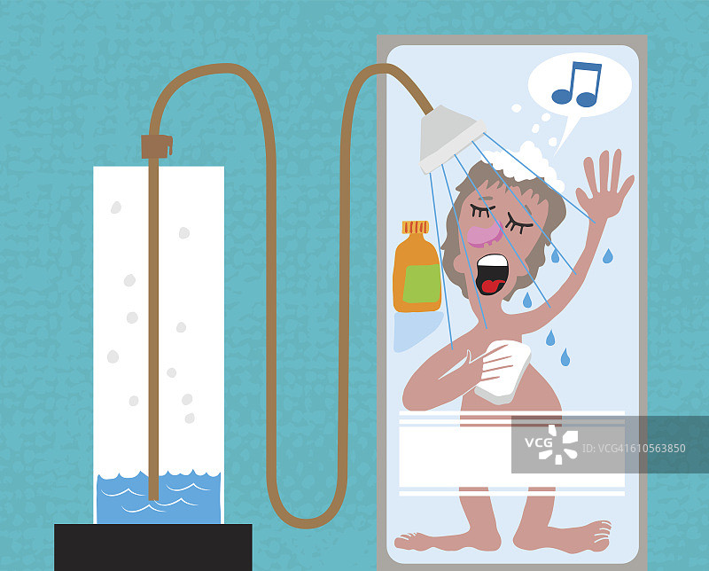 淋浴时唱歌，热水用光图片素材