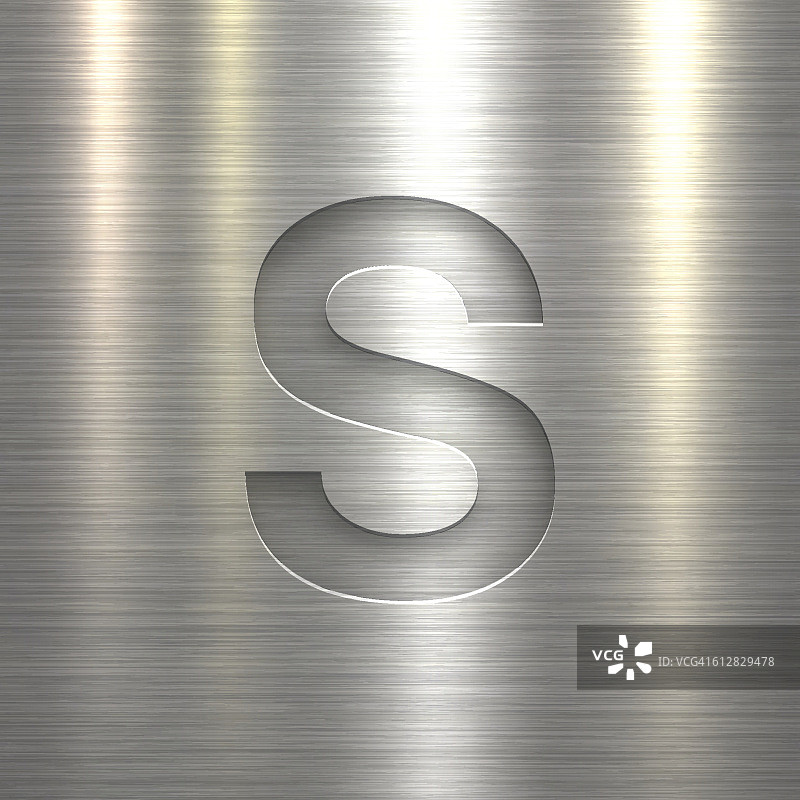 字母S设计-字母在金属纹理背景图片素材