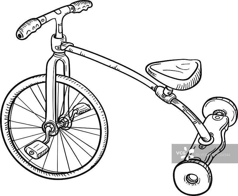 Vintag玩具自行车在黑色和白色图片素材