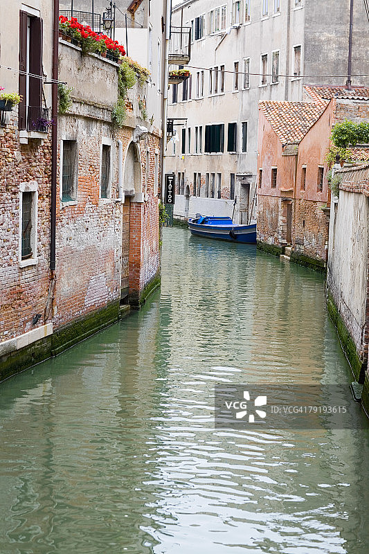 意大利威尼斯，运河边的建筑图片素材