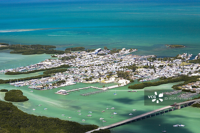 鸟瞰图一个城市的海边，佛罗里达群岛，佛罗里达，美国图片素材