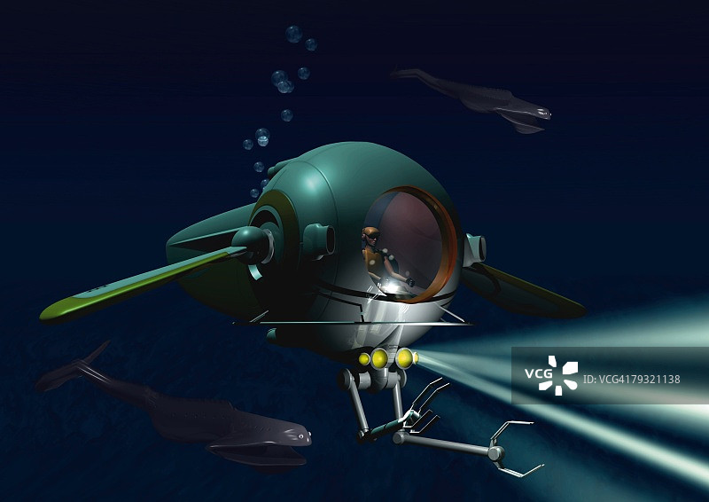 想象的潜艇，插图，CG，特写图片素材