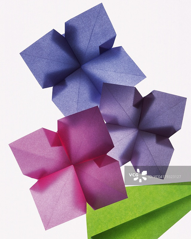 折纸花，绣球花，高角度视图图片素材