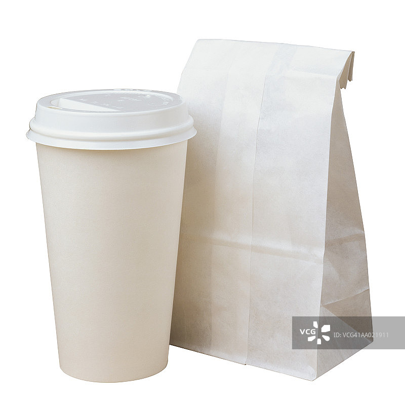 纸咖啡杯和纸袋图片素材