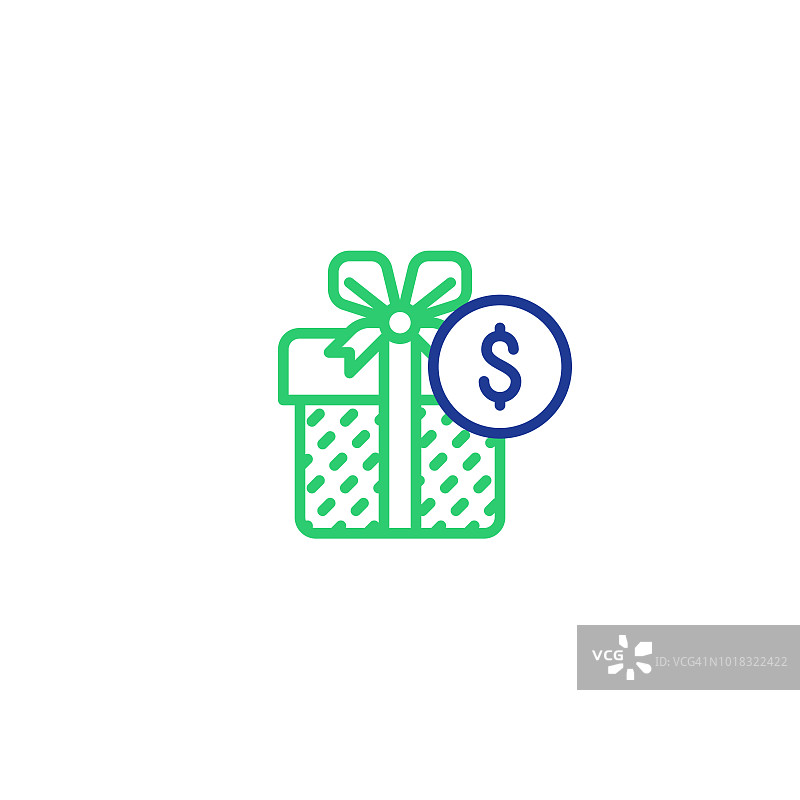 礼盒钱线图标，奖励概念，折扣优惠图片素材