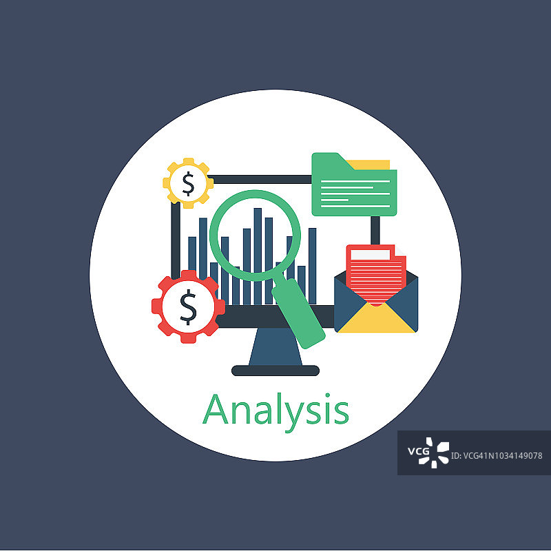 平面设计矢量插画金融投资概念，分析与增长报告图片素材