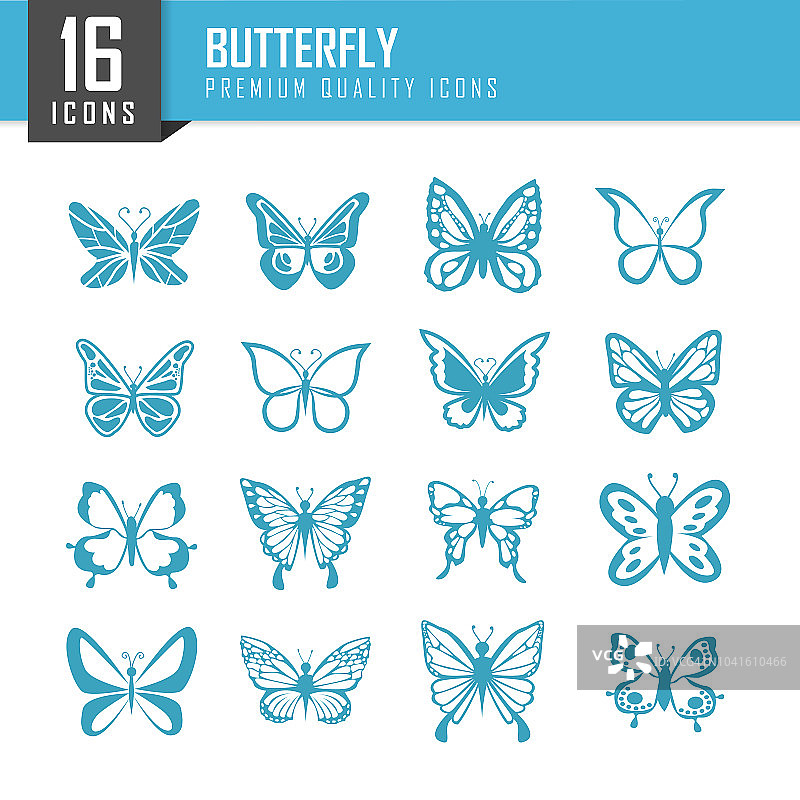 蝴蝶剪影的集合-蝴蝶的图标图片素材