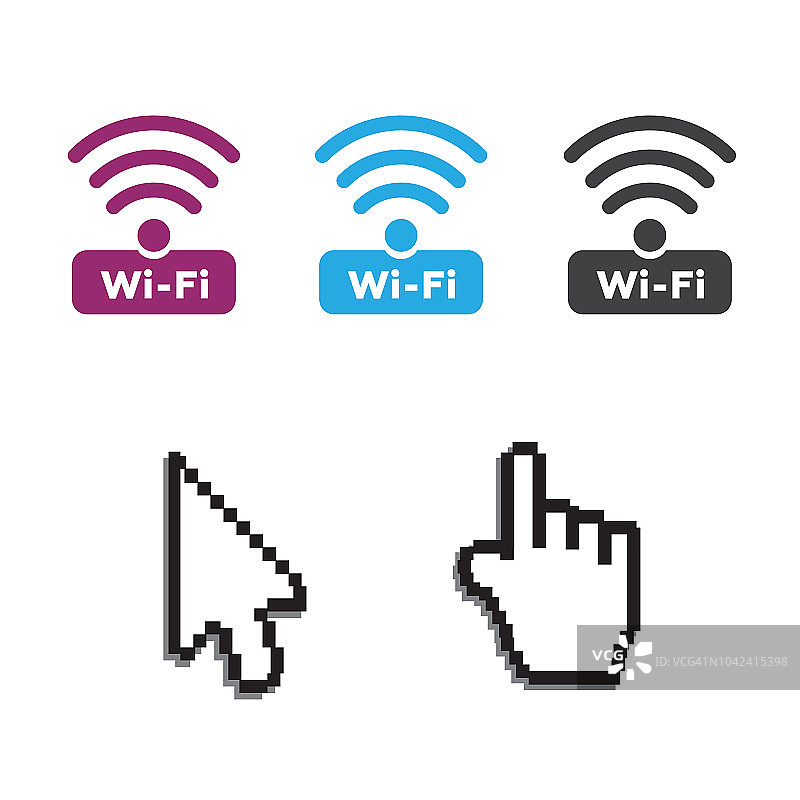 免费的wi-fi图标和wifi应用程序和手箭头网络光标矢量图片素材