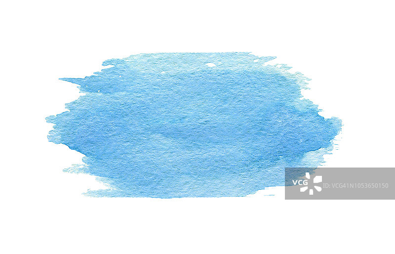 手绘蓝色水彩纹理孤立的白色背景。可用于卡片，邀请设计和更多。图片素材