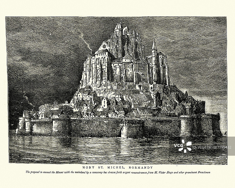 圣米歇尔山，诺曼底，1884年图片素材