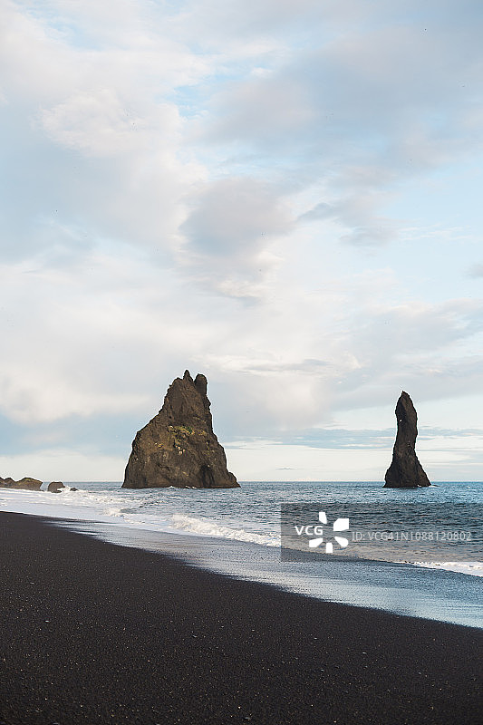 Reynisfjara海滩，冰岛黑色海滩图片素材
