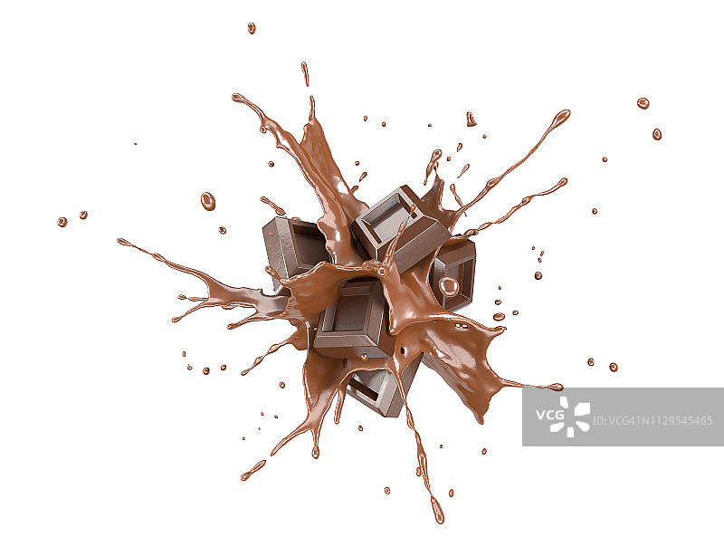 巧克力块爆炸，插图图片素材