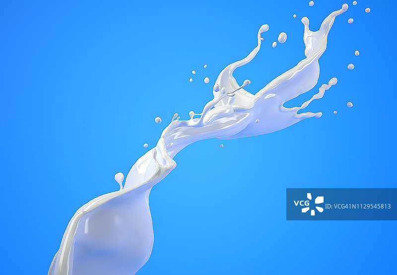 牛奶飞溅在空气中，插画图片素材