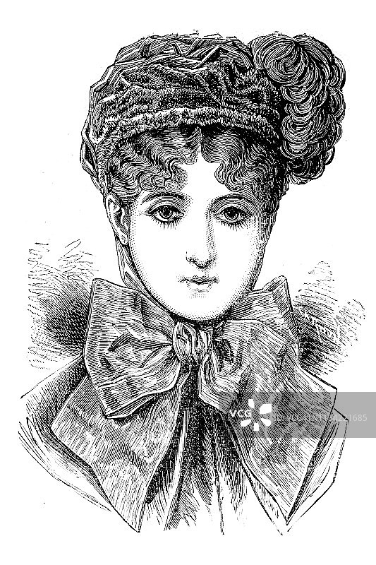 戴帽子的女人，19世纪的时尚图片素材