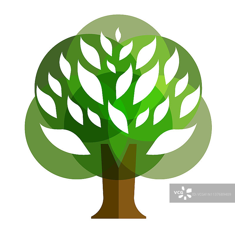 绿色树图标的颜色背景图片素材