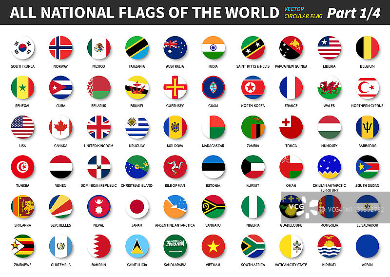 世界各国的官方国旗。圆形设计。向量。第四部分的第一部分。图片素材