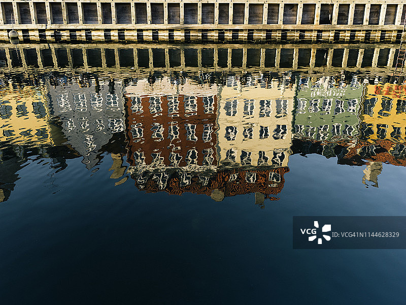 在丹麦哥本哈根的尼哈芬运河和海滨的房子映像图片素材