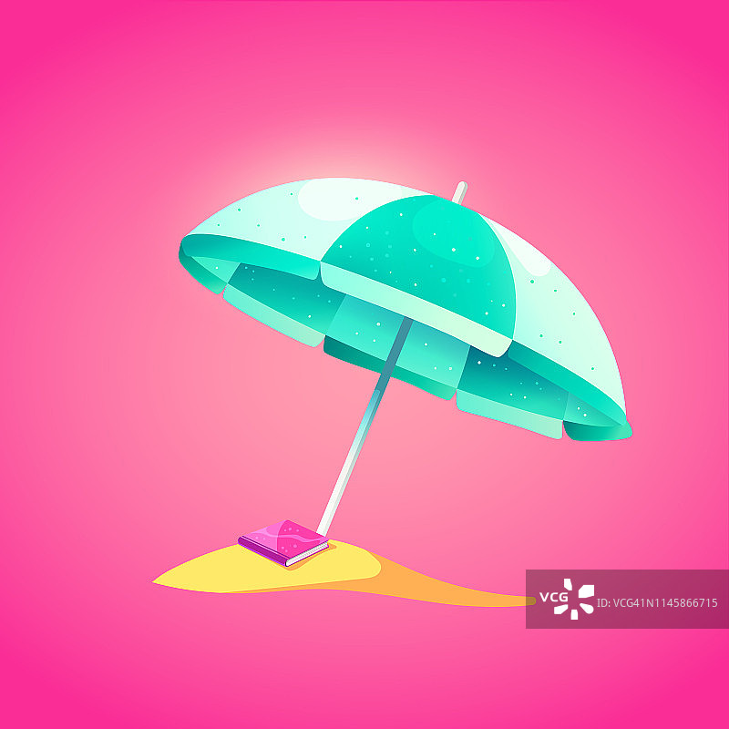 可爱的沙滩伞，明亮的卡通风格。暑假的象征。图片素材