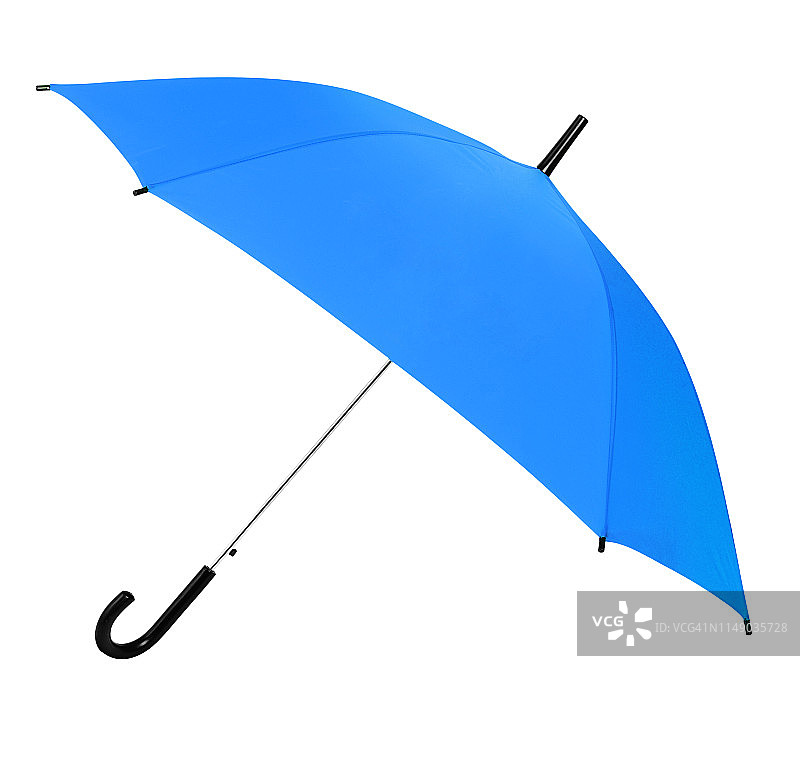 蓝色伞孤立在白色背景。图片素材